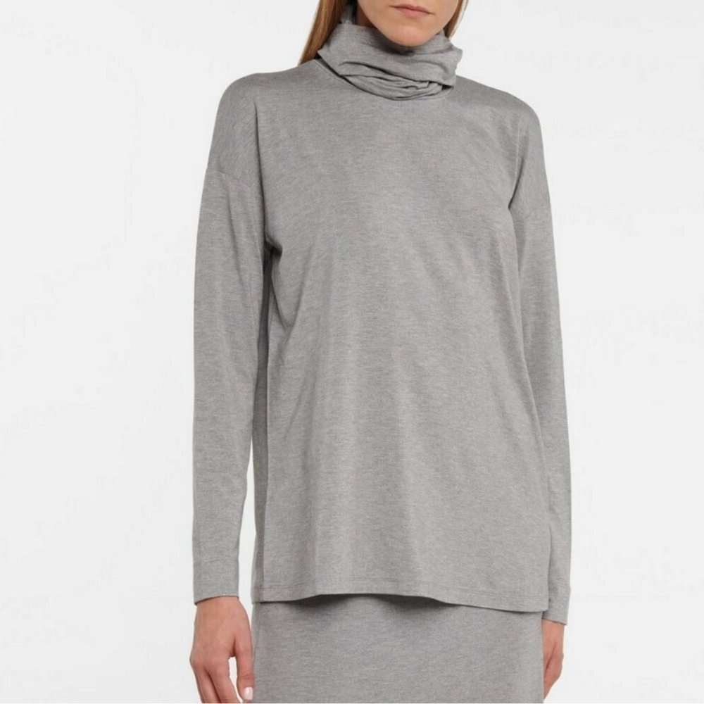 NWT New $195 Max Mara Leisure Antony Polo Grey Turtleneck Top Size M